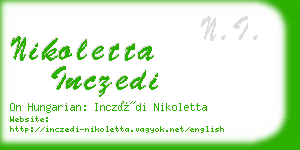 nikoletta inczedi business card